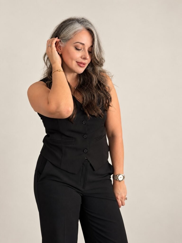 Dina Besirevic, founder of ELARIS North Shore, dressed in black