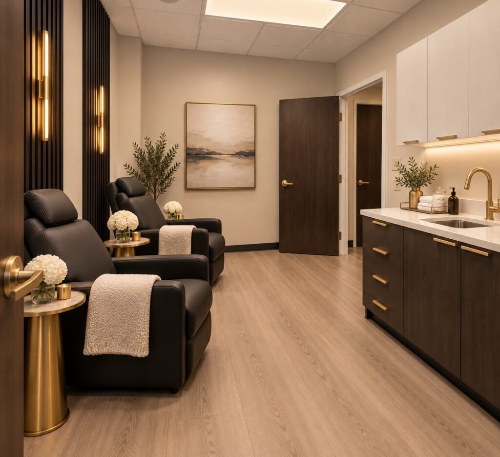 ELARIS North Shore treatment lounge with leather recliners